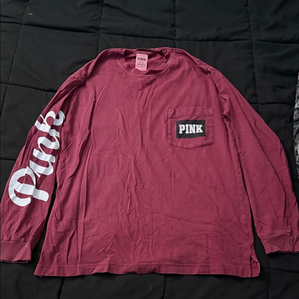 PINK Victoria's Secret Burgundy Long Sleeve Tee